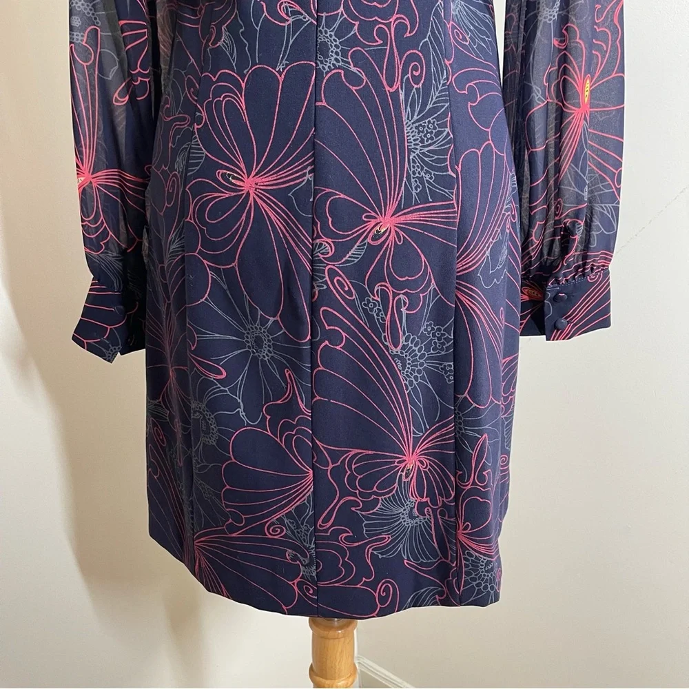 Julie Brown Women’s Julia- SZ 6-V-Neck Long Sheer Sleeves Butterfly Dress